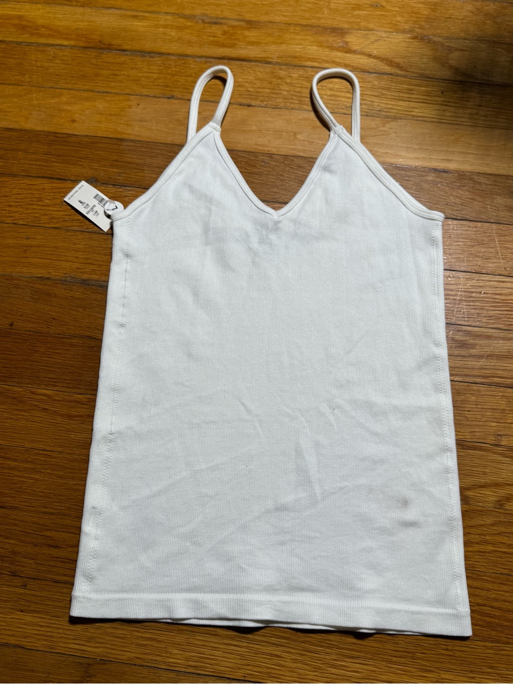 Aeropostale White Ribbed V-Neck Cami Tank Top